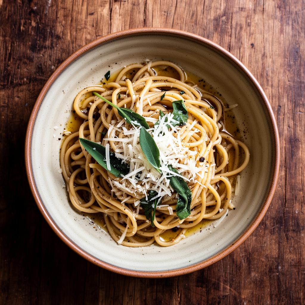 Handmade pasta with brown butter and sage